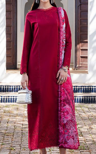 Izel Wine Red Lawn Suit | Pakistani Lawn Dress in USA- Image 1