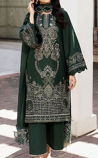 Izel Bottle Green Lawn Suit | Pakistani Lawn Dress in USA- Image 1