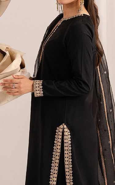 Izel Black Raw Silk Suit | Pakistani Embroidered Chiffon Dresses USA- Image 2