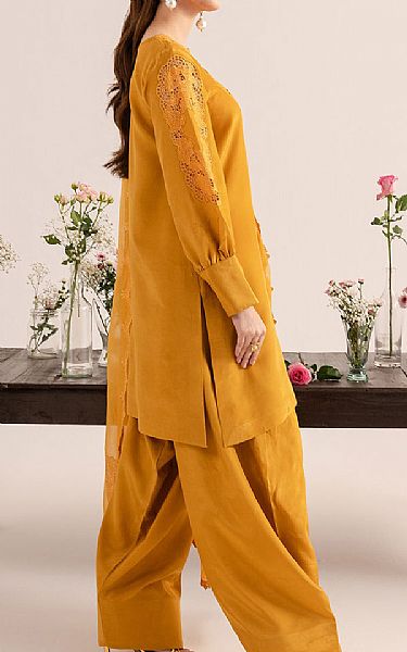 Izel Orange Raw Silk Suit | Pakistani Embroidered Chiffon Dresses USA- Image 2