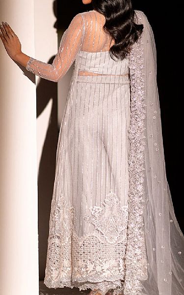 Izel Grey Net Suit | Pakistani Embroidered Chiffon Dresses USA- Image 2