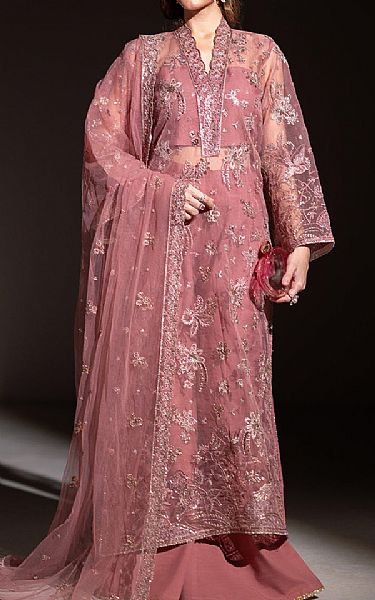 Izel Pink Organza Suit | Pakistani Embroidered Chiffon Dresses USA- Image 1
