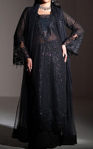 Izel Black Chiffon Suit | Pakistani Embroidered Chiffon Dresses USA- Image 1