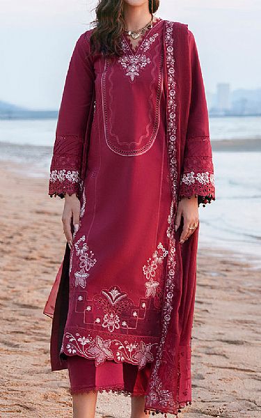 Izel Deep Carmine Lawn Suit | Pakistani Lawn Dress in USA- Image 1