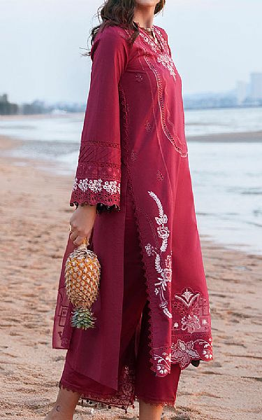 Izel Deep Carmine Lawn Suit | Pakistani Lawn Dress in USA- Image 2