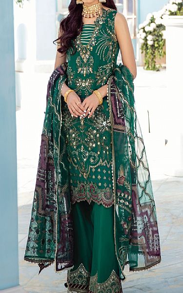 Iznik Emerald Green Chiffon Suit | Pakistani Dresses in USA- Image 1