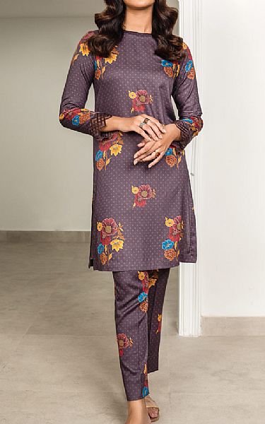 Iznik English Violet Linen Suit (2 Pcs) | Pakistani Winter Dresses- Image 1