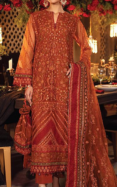 Iznik Rust Net Suit | Pakistani Dresses in USA- Image 1