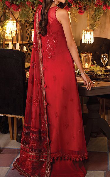 Iznik Scarlet Red Chiffon Suit | Pakistani Dresses in USA- Image 2