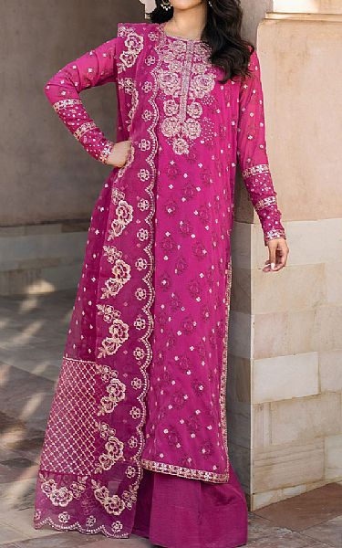 Iznik Cerise Pink Chiffon Suit | Pakistani Embroidered Chiffon Dresses USA- Image 1