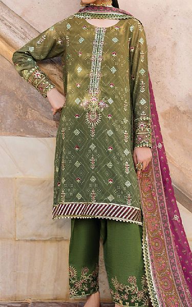 Iznik Camo Green Chiffon Suit | Pakistani Embroidered Chiffon Dresses USA- Image 1