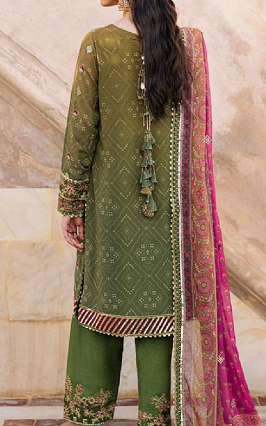 Iznik Camo Green Chiffon Suit | Pakistani Embroidered Chiffon Dresses USA- Image 2