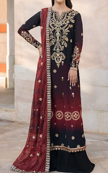 Iznik Black Georgette Suit | Pakistani Embroidered Chiffon Dresses USA- Image 1