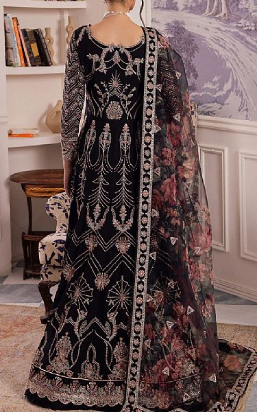 Iznik Black Net Suit | Pakistani Embroidered Chiffon Dresses- Image 2