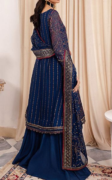 Iznik Royal Blue Chiffon Suit | Pakistani Embroidered Chiffon Dresses- Image 2