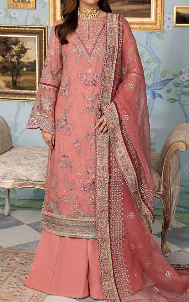 Iznik Tea Rose Chiffon Suit | Pakistani Embroidered Chiffon Dresses- Image 1