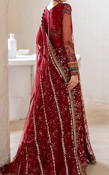 Iznik Maroon Net Suit | Pakistani Embroidered Chiffon Dresses USA- Image 2