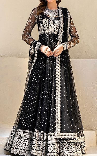 Iznik Black Net Suit | Pakistani Embroidered Chiffon Dresses USA- Image 1