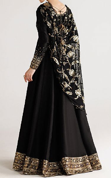 Iznik Black Silk Suit | Pakistani Embroidered Chiffon Dresses USA- Image 2