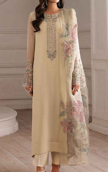 Iznik Ivory Chiffon Suit | Pakistani Embroidered Chiffon Dresses USA- Image 1