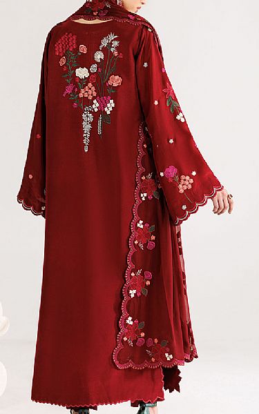 Iznik Scarlet Silk Suit | Pakistani Embroidered Chiffon Dresses USA- Image 2
