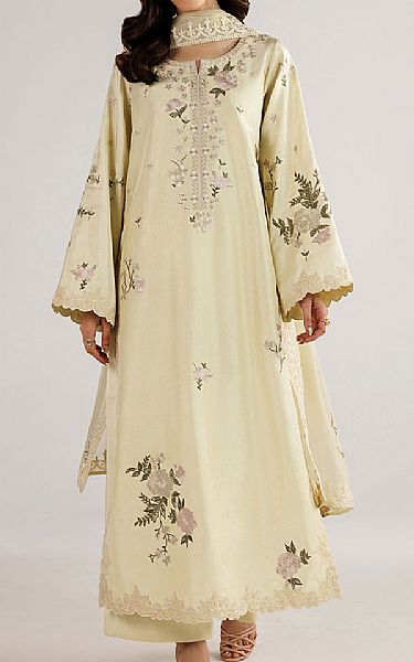 Iznik Off-white Silk Suit | Pakistani Embroidered Chiffon Dresses USA- Image 1