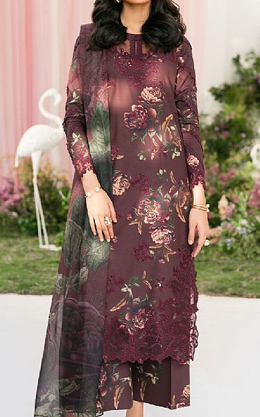 Iznik Plum Lawn Suit | Pakistani Lawn Dress in USA- Image 1