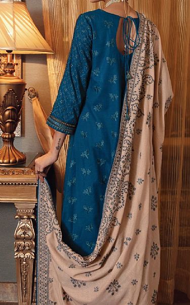 Iznik Denim Blue Khaddar Suit | Pakistani Dresses in USA- Image 2