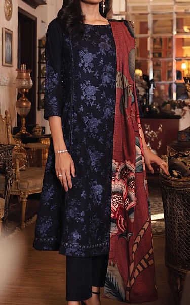 Iznik Indigo Khaddar Suit | Pakistani Dresses in USA- Image 1