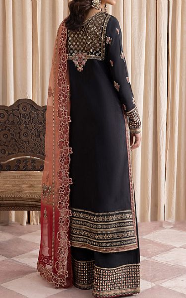 Iznik Black Silk Suit | Pakistani Embroidered Chiffon Dresses- Image 2