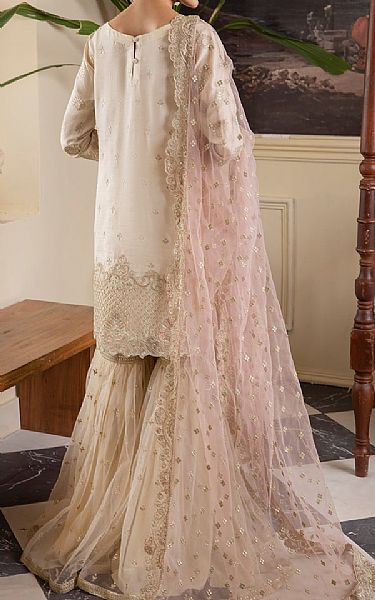 Iznik Off White Silk Suit | Pakistani Embroidered Chiffon Dresses- Image 2