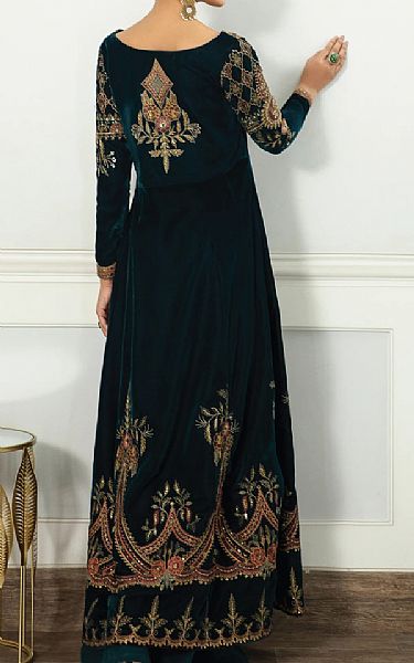 Iznik Dark Green Velvet Suit (2 Pcs) | Pakistani Dresses in USA- Image 2