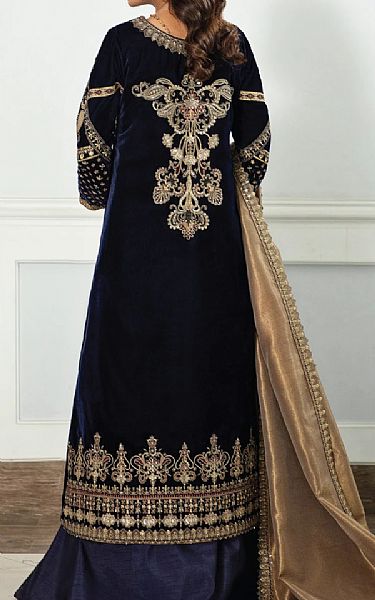 Iznik Navy Blue Velvet Suit | Pakistani Dresses in USA- Image 2