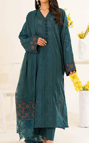 Iznik Teal Lawn Suit | Pakistani Lawn Suits- Image 1
