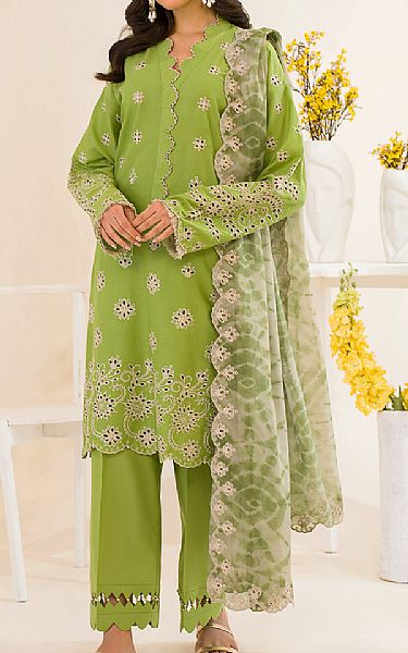 Iznik Parrot Green Lawn Suit | Pakistani Lawn Suits- Image 1