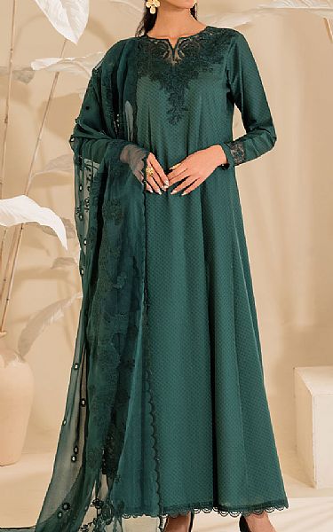 Iznik Teal Green Lawn Suit | Pakistani Lawn Dress in USA- Image 1
