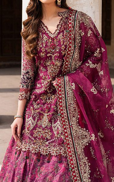 Iznik Raspberry Rose Chiffon Suit | Pakistani Embroidered Chiffon Dresses USA- Image 3