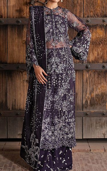 Iznik Purple Taupe Organza Suit | Pakistani Embroidered Chiffon Dresses USA- Image 1