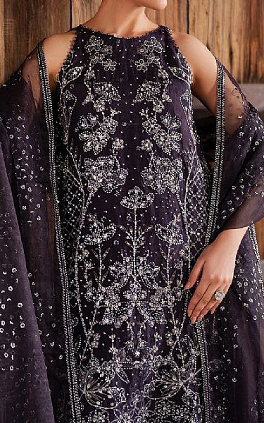 Iznik Purple Taupe Organza Suit | Pakistani Embroidered Chiffon Dresses USA- Image 3
