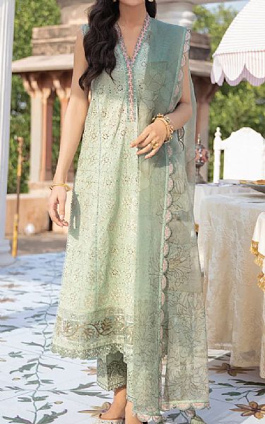 Iznik Pistachio Green Lawn Suit | Pakistani Wedding Dresses- Image 1