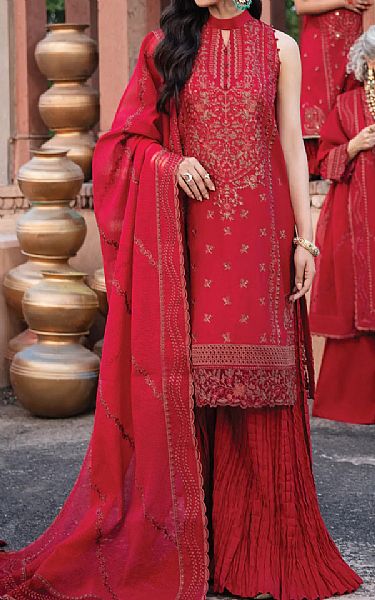 Iznik Scarlet Lawn Suit | Pakistani Wedding Dresses- Image 1