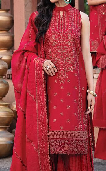 Iznik Scarlet Lawn Suit | Pakistani Wedding Dresses- Image 2