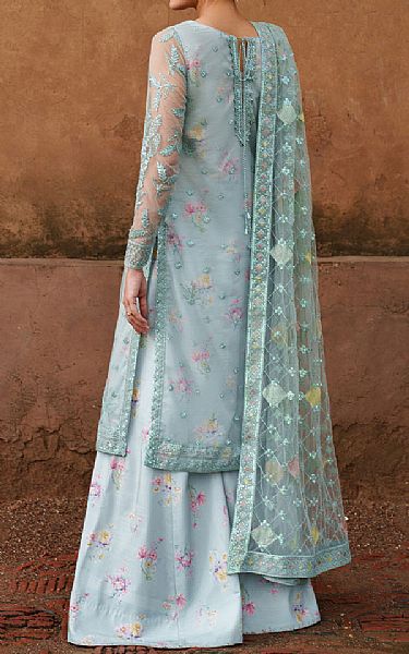 Iznik Turquoise Net Suit | Pakistani Embroidered Chiffon Dresses USA- Image 2