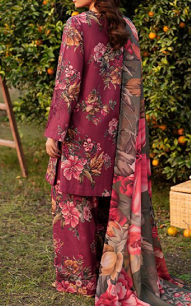 Iznik Wine Lawn Suit | Pakistani Lawn Dress in USA- Image 2