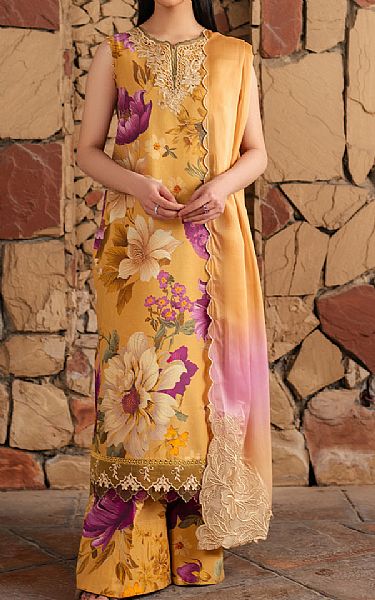 Iznik Sand Gold Lawn Suit | Pakistani Lawn Dress in USA- Image 1