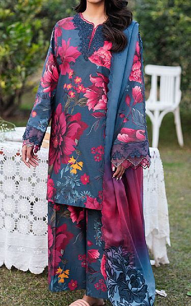 Iznik Blue/Pink Lawn Suit | Pakistani Lawn Dress in USA- Image 1