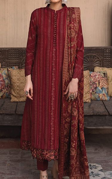 Iznik Maroon Khaddar Suit | Pakistani Dresses in USA- Image 1