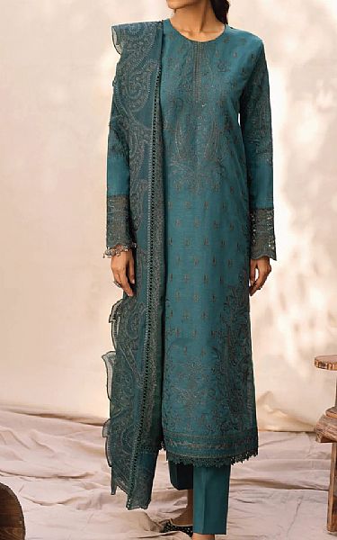 Iznik Teal Khaddar Suit | Pakistani Winter Dresses- Image 1