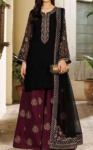 Iznik Black Chiffon Suit | Pakistani Embroidered Chiffon Dresses USA- Image 1