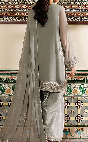 Iznik Light Grey Chiffon Suit | Pakistani Embroidered Chiffon Dresses USA- Image 2
